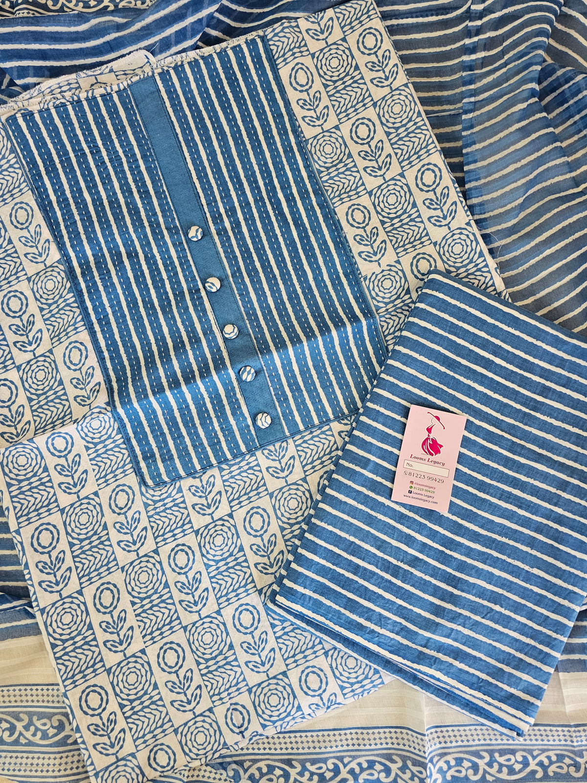 Soft Cotton Unstitched Suit - Blue