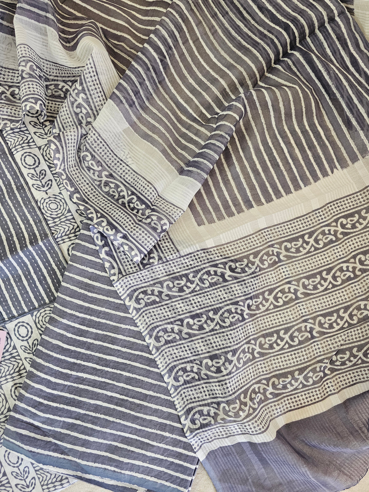 Soft Cotton Unstitched Suit - Grey