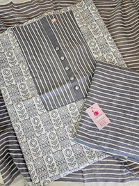 Soft Cotton Unstitched Suit - Grey