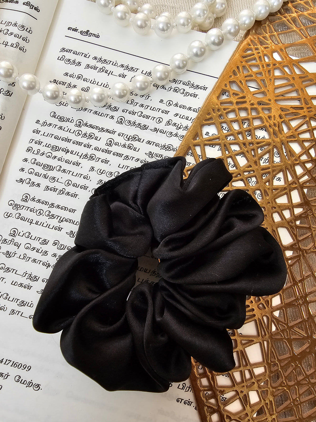 Black - Silky Satin Scrunch