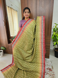 Semi Tussar with Digital Printed Saree - Green with Maroon