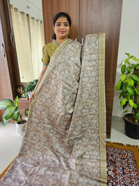 Semi Tussar with Digital Printed Saree - Mehndi Green