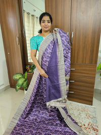 Semi Tussar with Digital Printed Saree - Purple