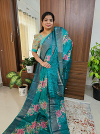 Pure Desi Tussar with Cut Work Pallu - Dark Sea Green