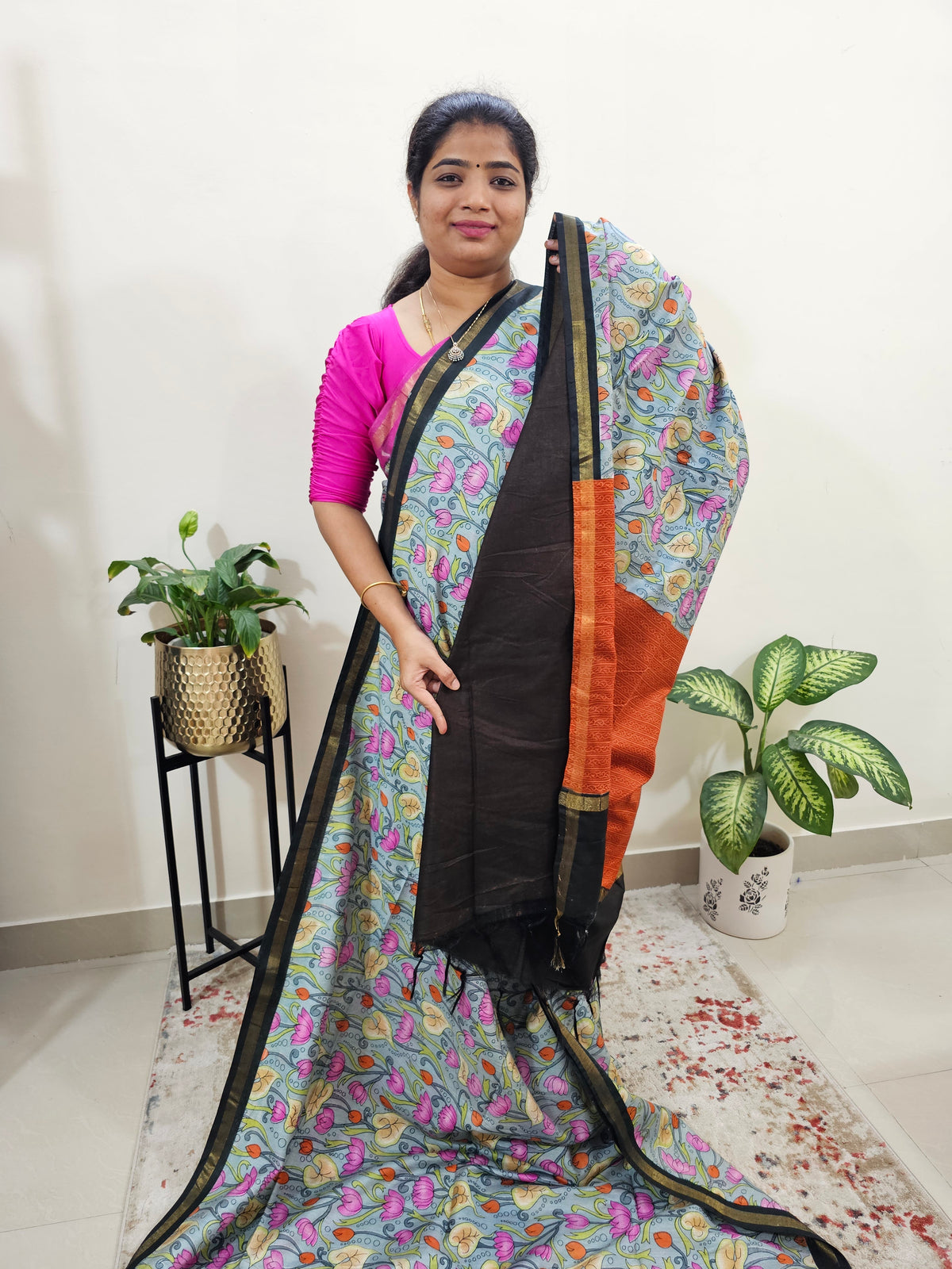 Black Border and Brown Colour Blouse