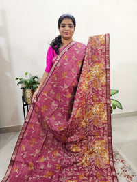Tussar by Cotton Kalamkari- Onion Pink with Maroon