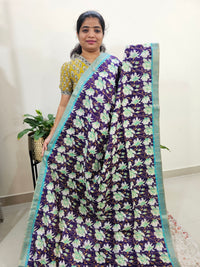 Tussar by Cotton Kalamkari- Purple with Sea Blue