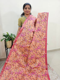 Tussar by Cotton Kalamkari- Orange with Pink