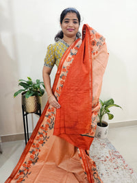 Tussar by Cotton Kalamkari- Orange