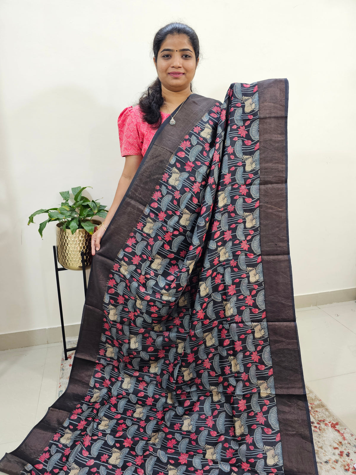 Pure Desi Tussar - Back with Red