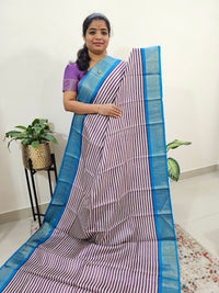 Pure Tussar Silk Saree with Zari Border - Purple with Blue