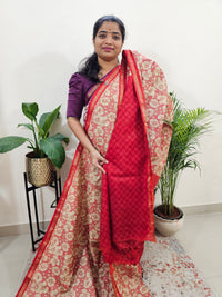 Tussar by Cotton Kalamkari- Red