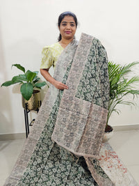 Semi Tussar with Digital Printed Saree - Green