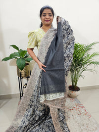 Semi Tussar with Digital Printed Saree - Grey