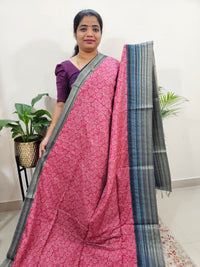 Semi Tussar with Digital Printed Saree - Pink with Grey