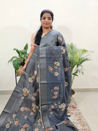 Semi Tussar with Striped Zari Weaving Saree - Dark Blue