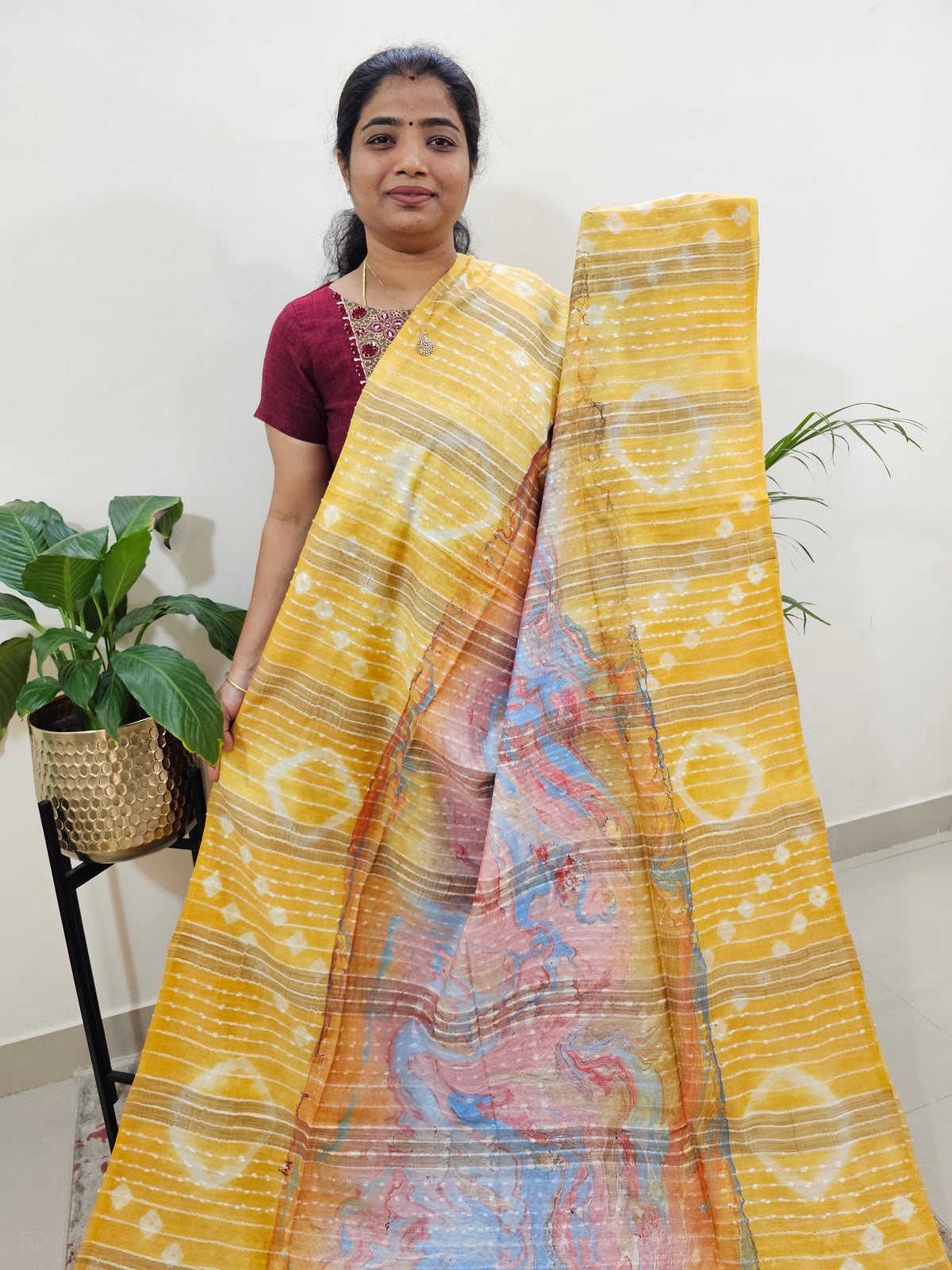 Bhagalpuri Silk with Digital Prints - Yellow