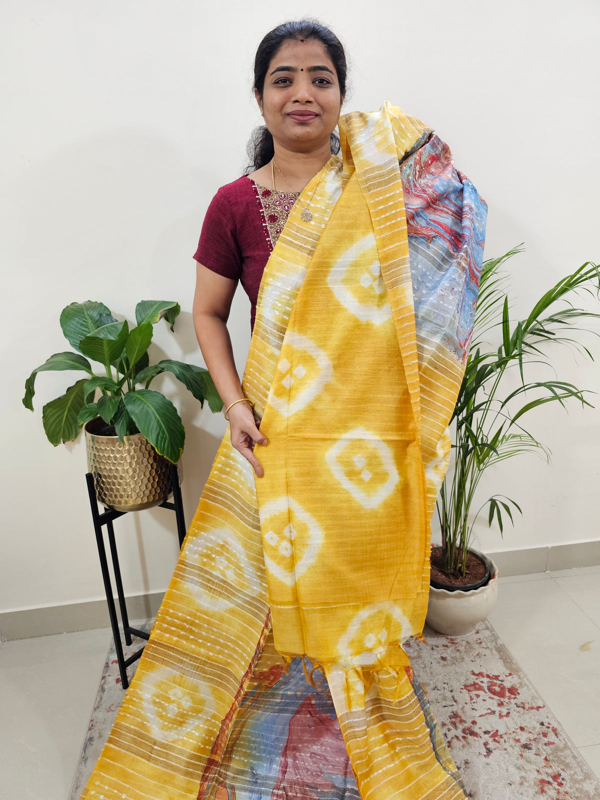 Bhagalpuri Silk with Digital Prints - Yellow