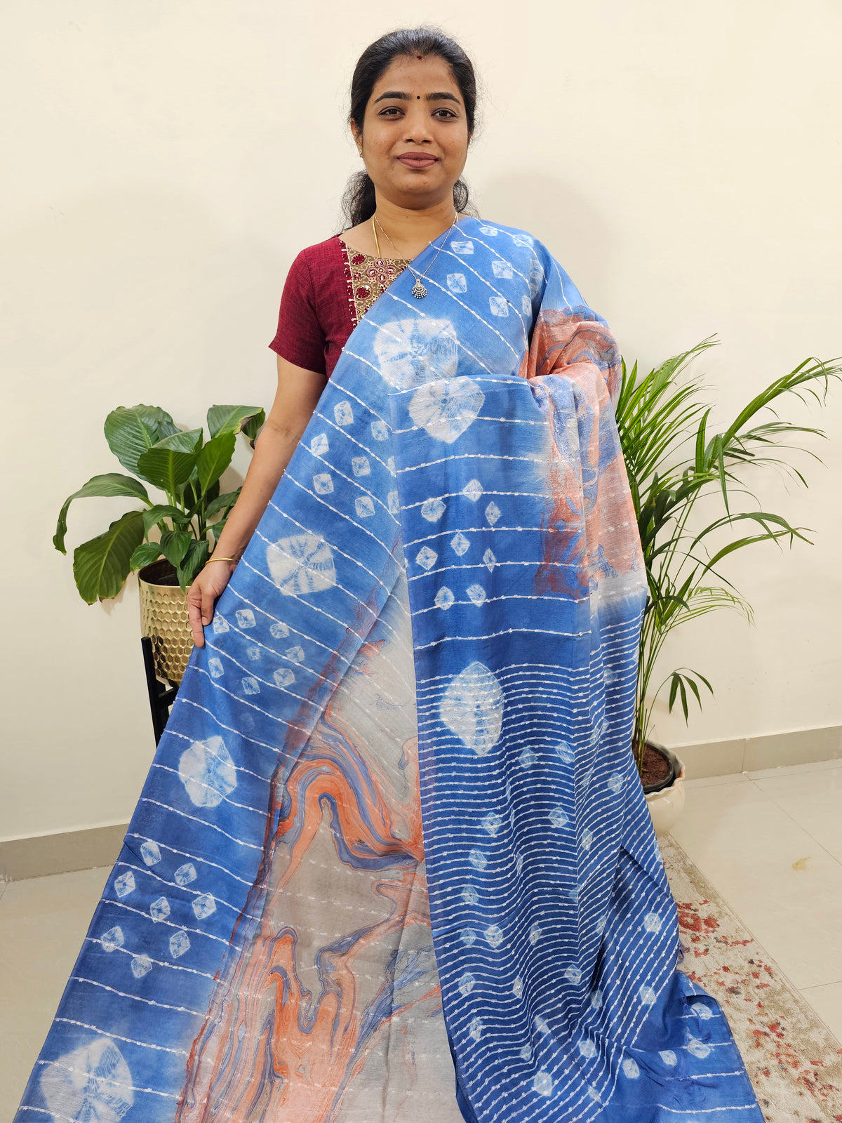 Bhagalpuri Silk with Digital Prints - Blue