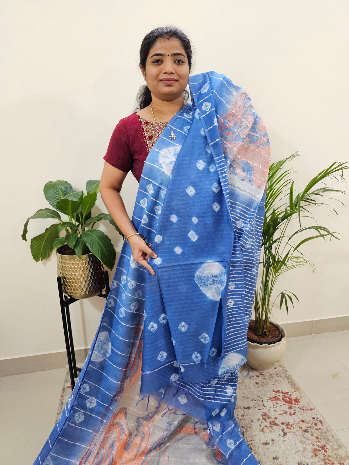 Bhagalpuri Silk with Digital Prints - Blue