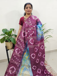 Bhagalpuri Silk with Digital Prints - Dark Grape