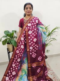 Bhagalpuri Silk with Digital Prints - Maroon