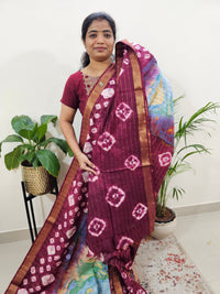 Bhagalpuri Silk with Digital Prints - Maroon