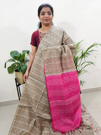 Bhagalpuri Silk Viscous - Beige with Pink