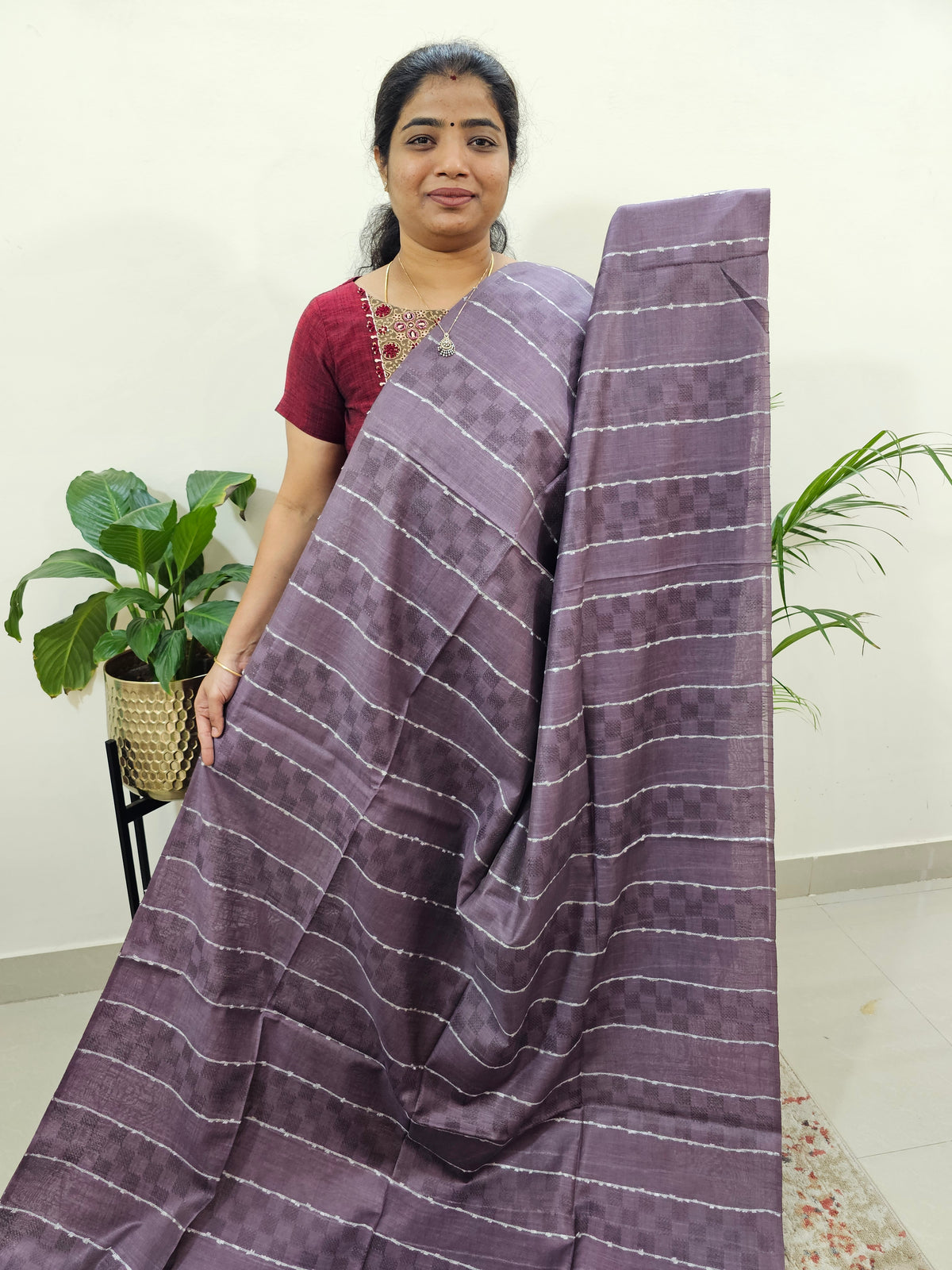 Bhagalpuri Silk Viscous - Grape with Blue