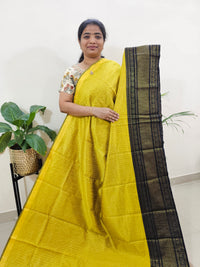 Semi Raw Silk Saree - Yellow with Black