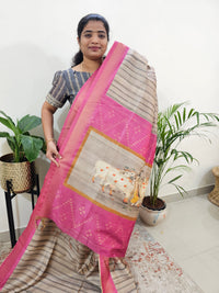Soft Semi Tussar Weaving with Soft Zari Border - Pink