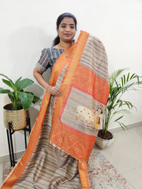 Soft Semi Tussar Weaving with Soft Zari Border - Orange