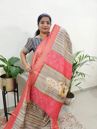 Soft Semi Tussar Weaving with Soft Zari Border - Peach