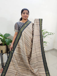 Soft Semi Tussar Weaving with Soft Zari Border - Grey