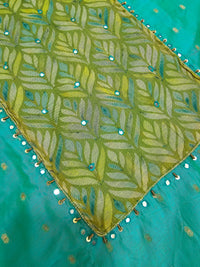 Silk Unstitched Salwar - Sea Green with Green