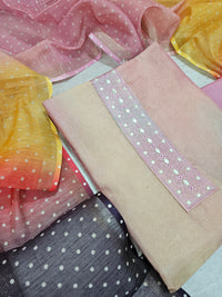 Linen Tissue Unstitched Salwar - Multi Shade