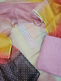 Linen Tissue Unstitched Salwar - Multi Shade