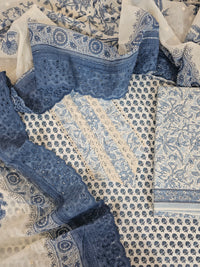 Cotton Unstitched Salwar - Blue