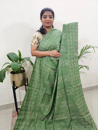 Bhagalpuri Batik Print- Green with Grey