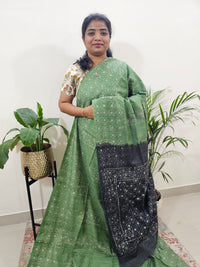 Bhagalpuri Batik Print- Green with Grey
