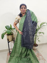 Bhagalpuri Batik Print- Green with Grey