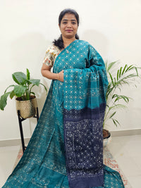 Bhagalpuri Batik Print- Sea Green with Blue