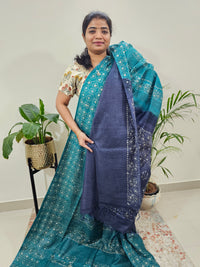Bhagalpuri Batik Print- Sea Green with Blue