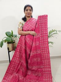 Bhagalpuri Batik Print- Pink with Brown