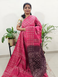 Bhagalpuri Batik Print- Pink with Brown