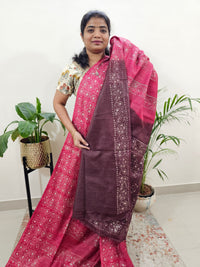 Bhagalpuri Batik Print- Pink with Brown