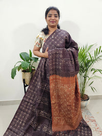 Bhagalpuri Batik Print- Coffee Brown with Honey Brown