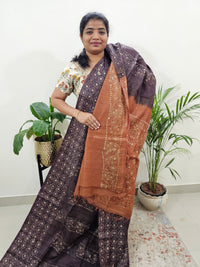 Bhagalpuri Batik Print- Coffee Brown with Honey Brown