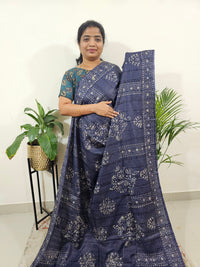 Bhagalpuri Batik Print- Blue with Pink