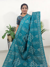 Bhagalpuri Batik Print- Sea Green with Blue